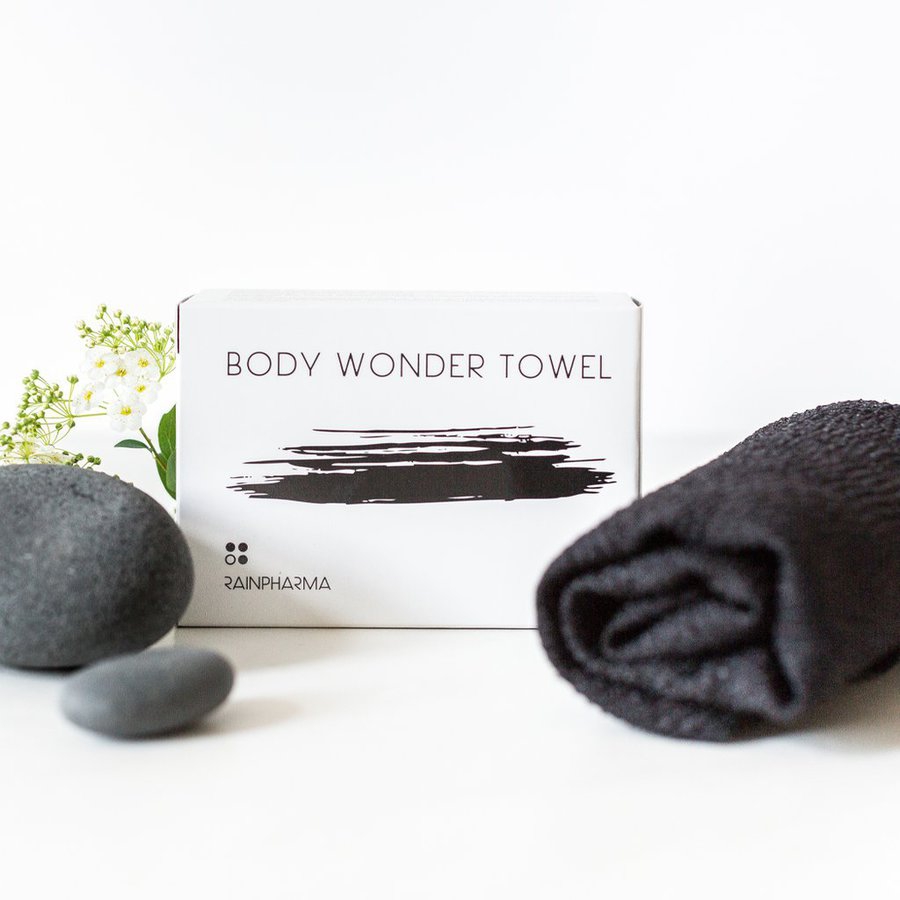 RainPharma Body Wonder Towel | Kleur: Zwart 